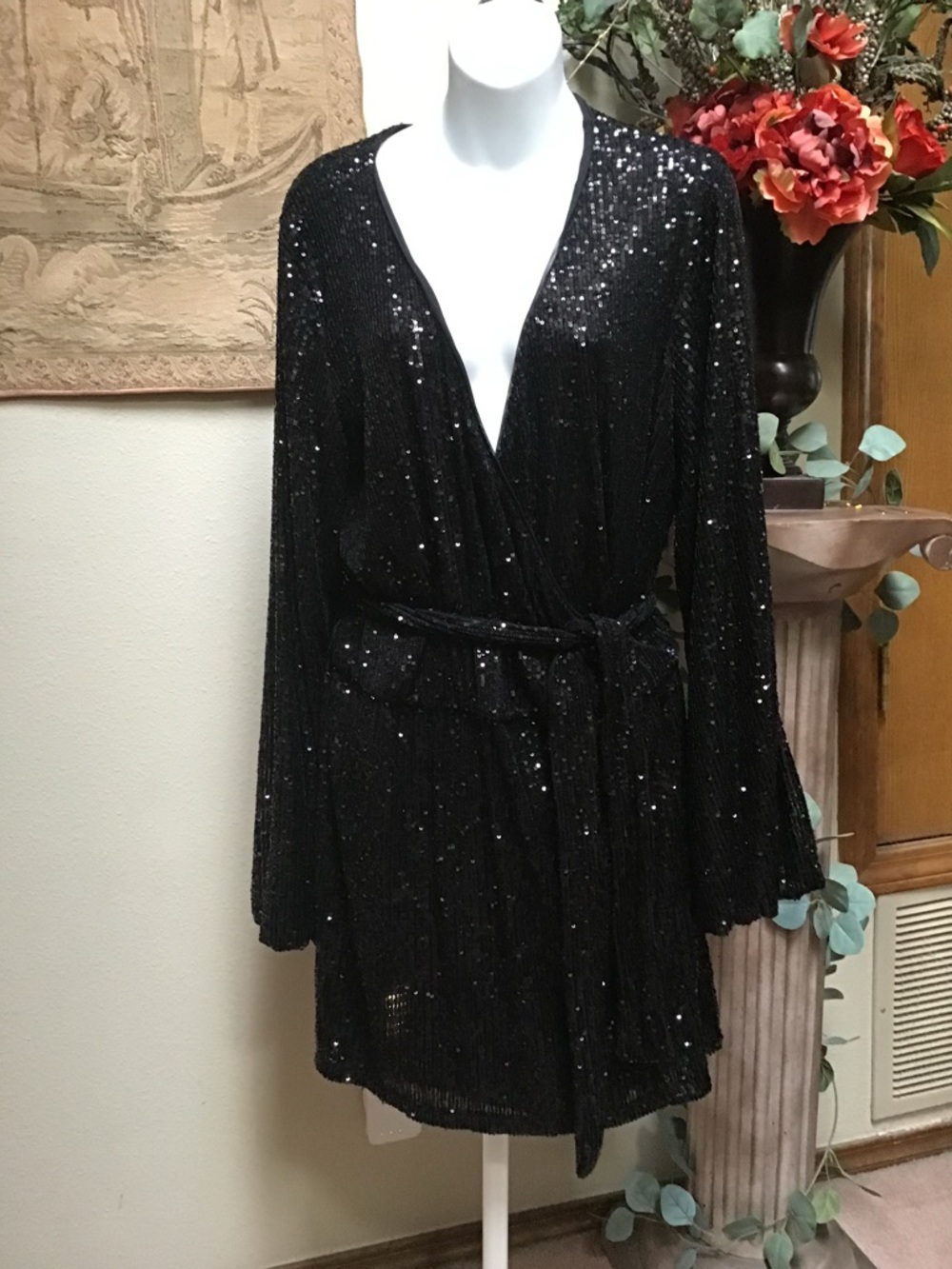 Free People Black Ribbed Knit Top with Logo Tag
